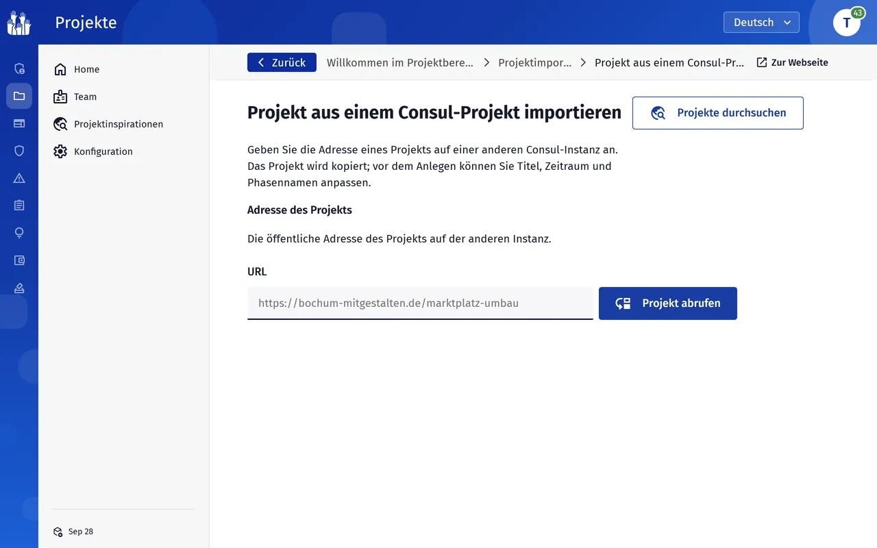 Projekt aus einem Consul-Projekt übernehmen