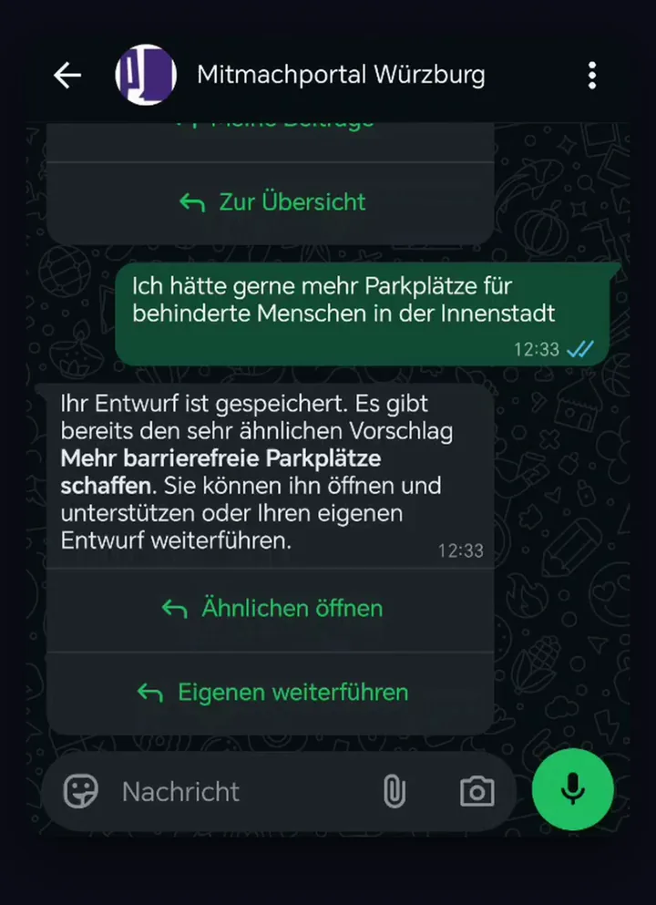 Der Bot findet einen ähnlichen Vorschlag