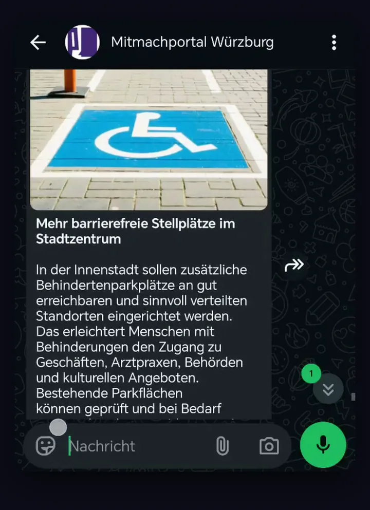 Der fertige Entwurf mit Titel, Text und Bild
