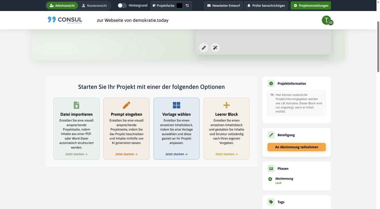 Die Ausschussvorlage ist schon geschrieben, die Projektseite noch nicht